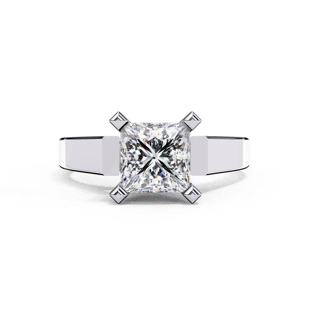 Princess Solitaire with Tapered Engagement Ring - Image 3