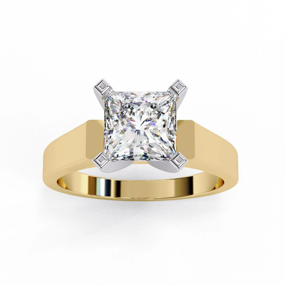 Princess Solitaire with Tapered Engagement Ring - Image 5
