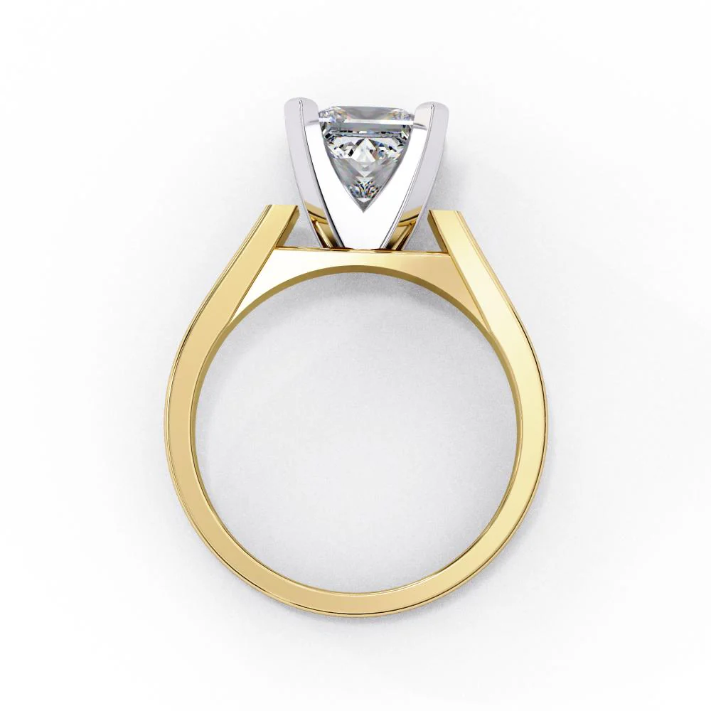 Princess Solitaire with Tapered Engagement Ring - Image 6