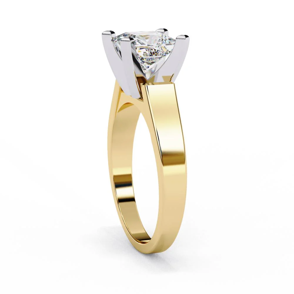 Princess Solitaire with Tapered Engagement Ring - Image 7