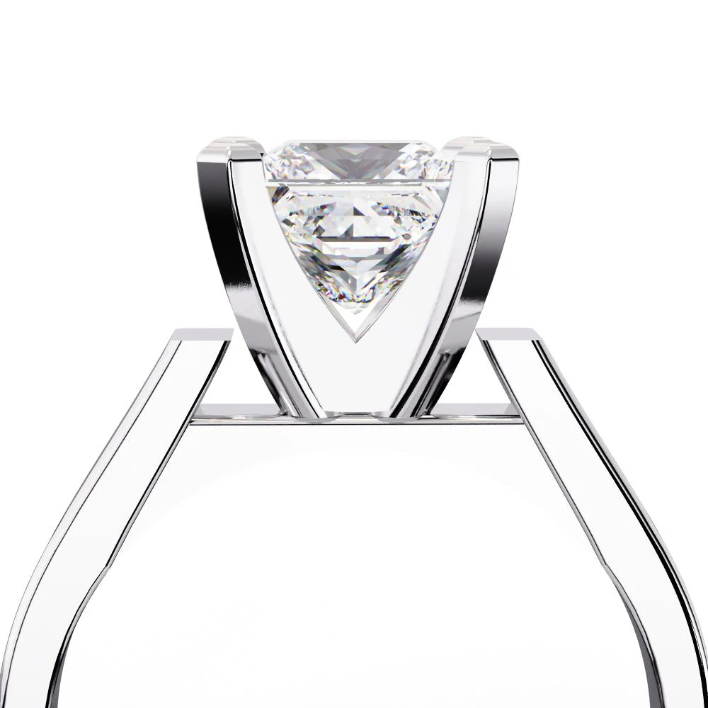 Princess Solitaire with Tapered Engagement Ring - Image 8