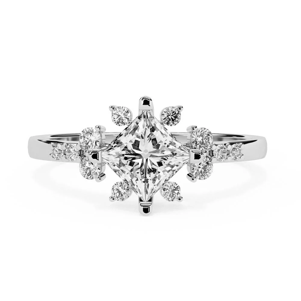 Princess with Accent Stone Engagement ring - Image 3