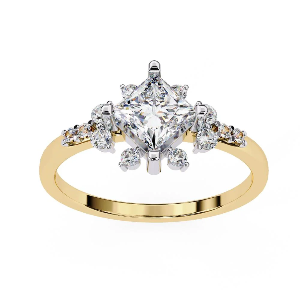 Princess with Accent Stone Engagement ring - Image 5