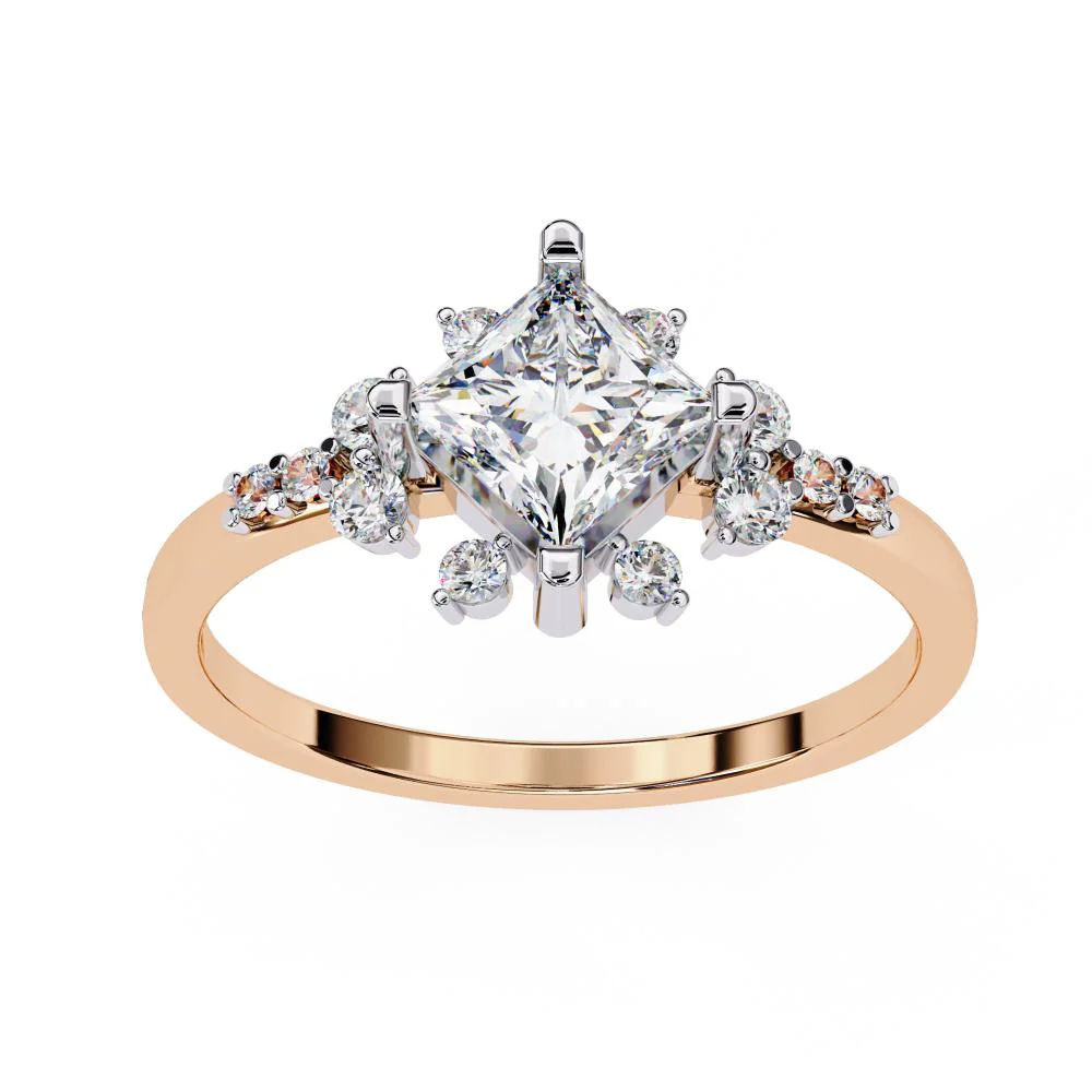 Princess with Accent Stone Engagement ring - Image 8