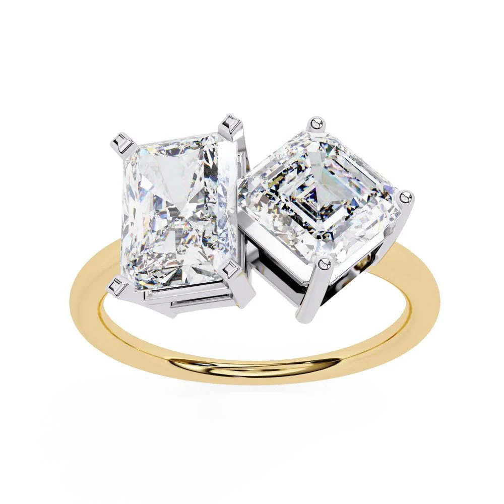 Radiant & Asscher Toi et Moi Engagement ring - Image 5