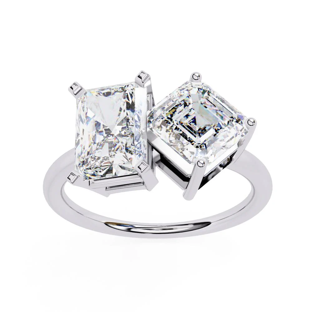 Radiant & Asscher Toi et Moi Engagement ring - Image 8