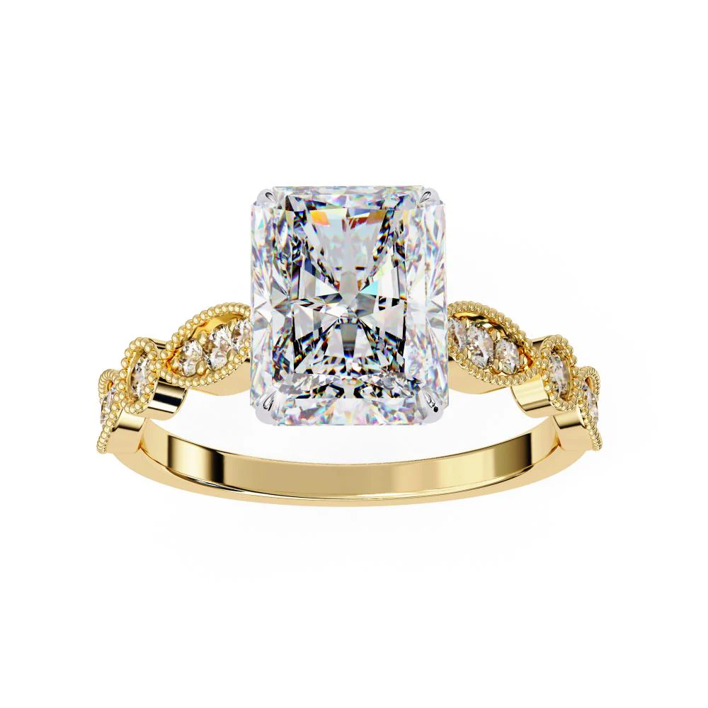 Radiant Cathedral with Milgrain Band Engagement Ring - Image 5