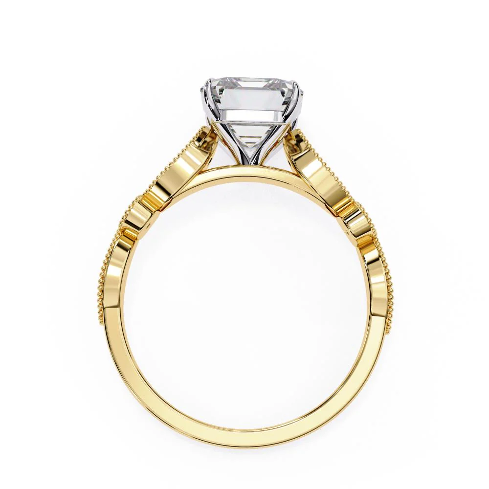 Radiant Cathedral with Milgrain Band Engagement Ring - Image 6