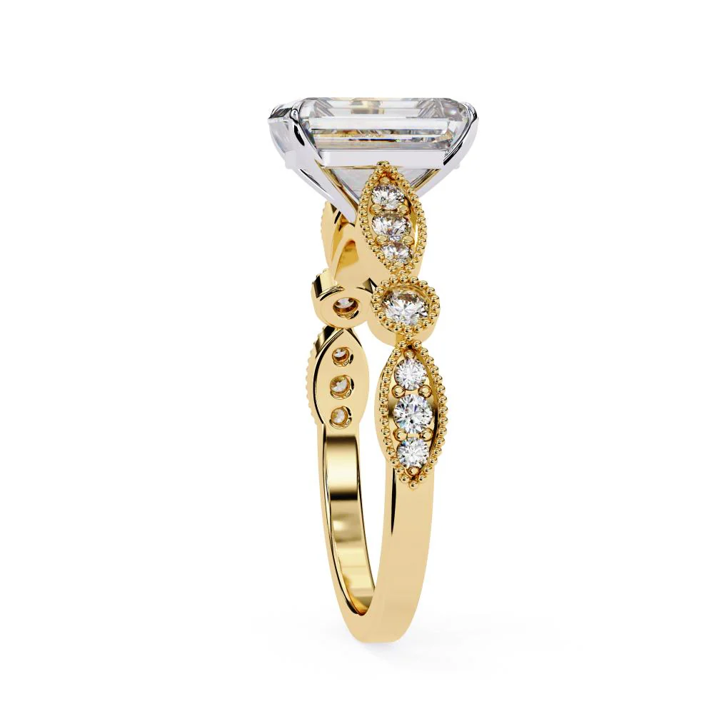 Radiant Cathedral with Milgrain Band Engagement Ring - Image 7