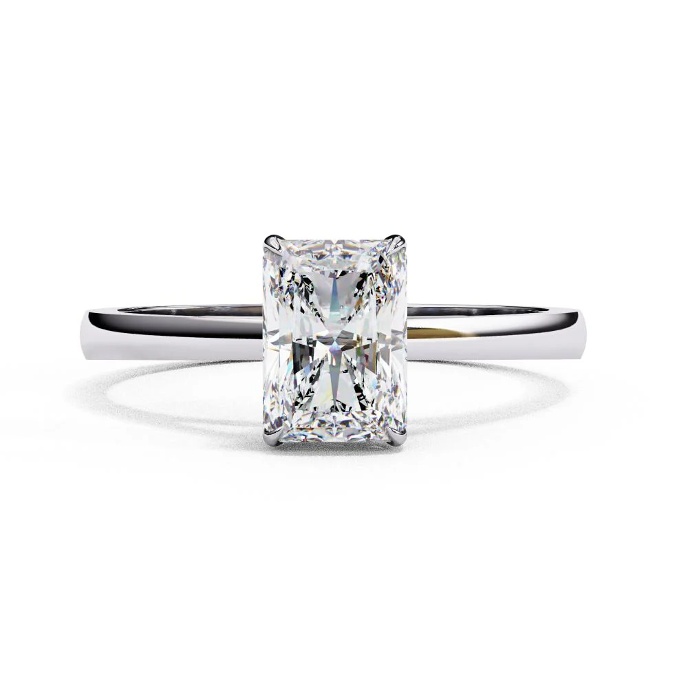 Radiant Solitaire Cathedral Engagement Ring - Image 3
