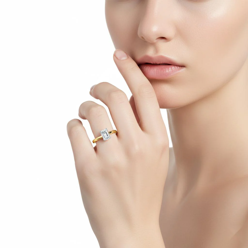 Radiant Solitaire Cathedral Engagement Ring - Image 4