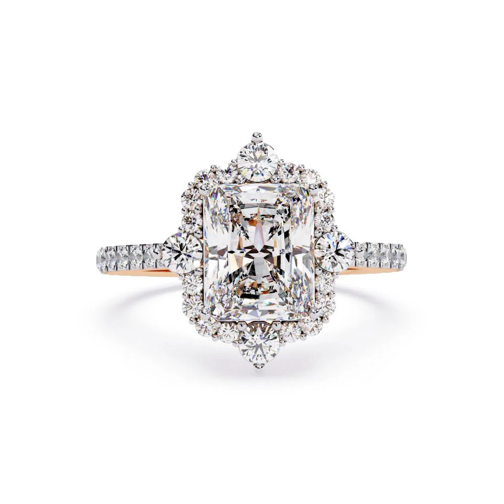 Radiant Fancy Halo With Pave Band Engagement Ring - Image 2