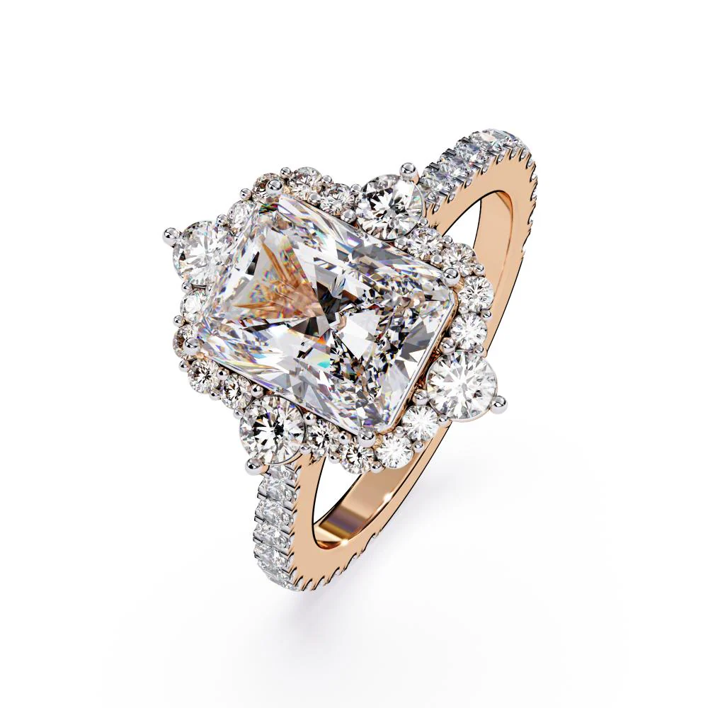Radiant Fancy Halo With Pave Band Engagement Ring - Image 6
