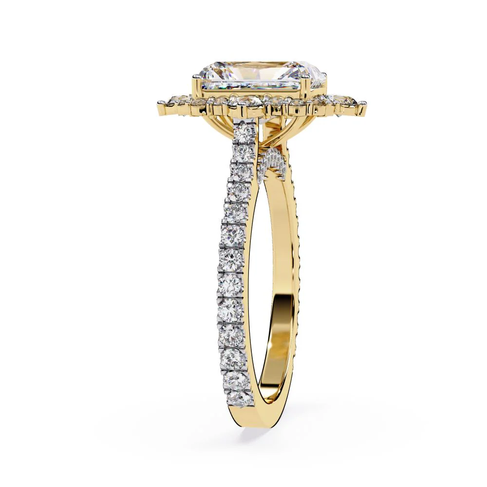Radiant Fancy Halo With Pave Band Engagement Ring - Image 7
