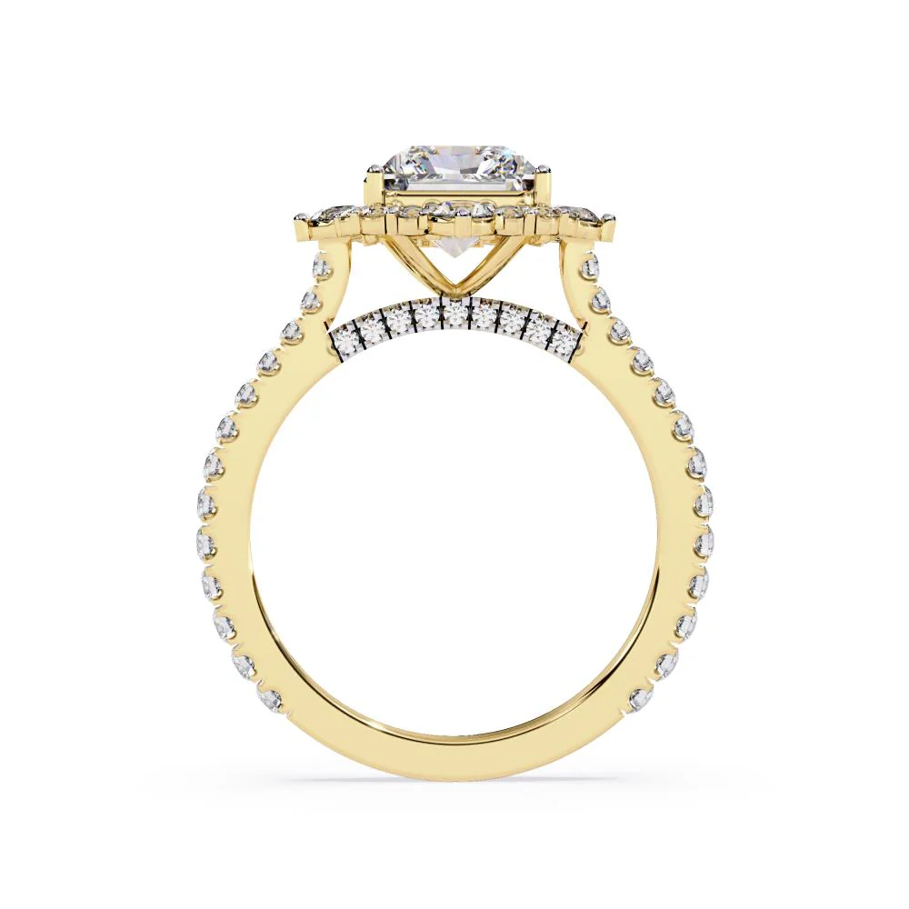 Radiant Fancy Halo With Pave Band Engagement Ring - Image 8
