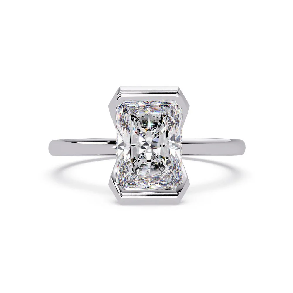 Radiant Half Bezel engagement ring - Image 3
