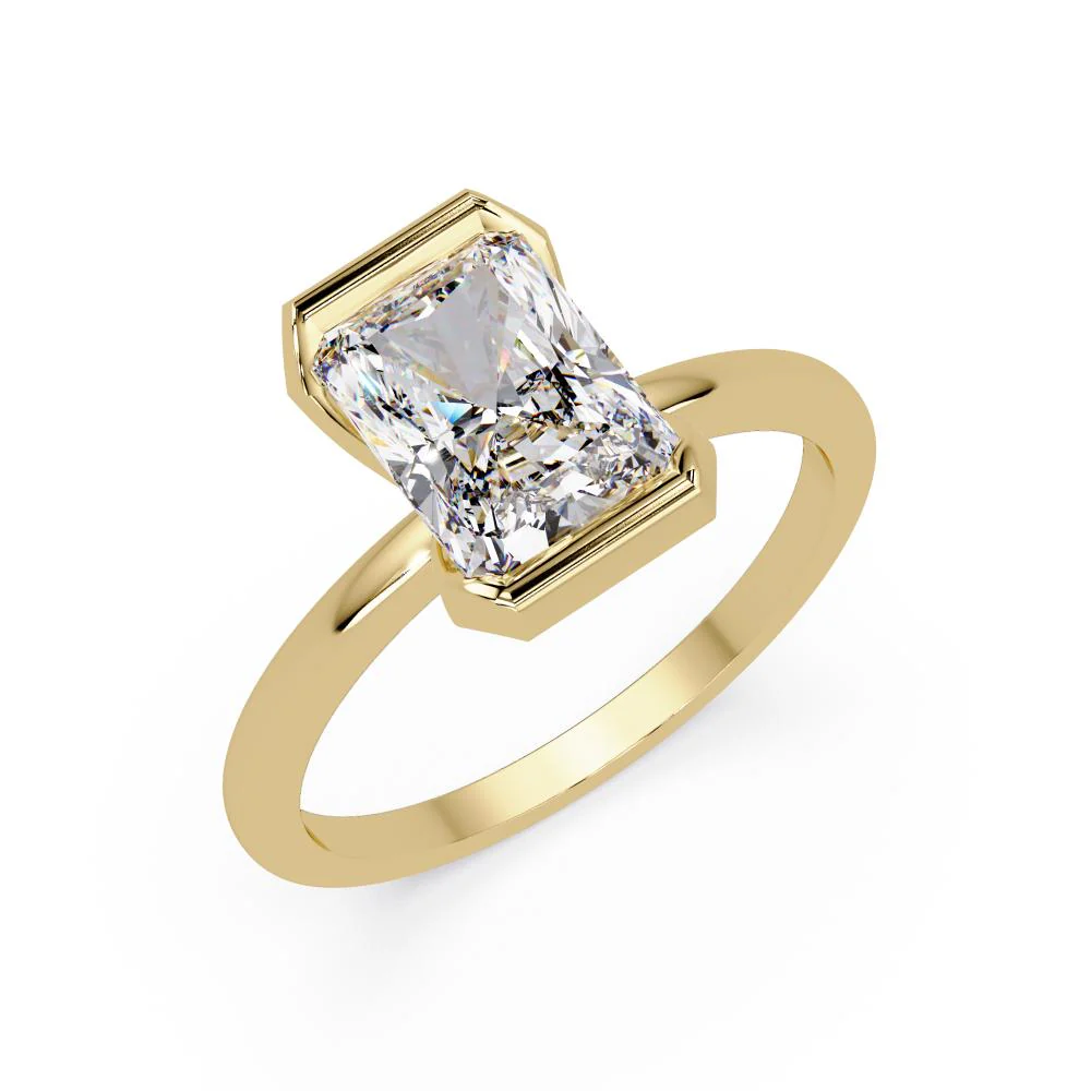 Radiant Half Bezel engagement ring - Image 5