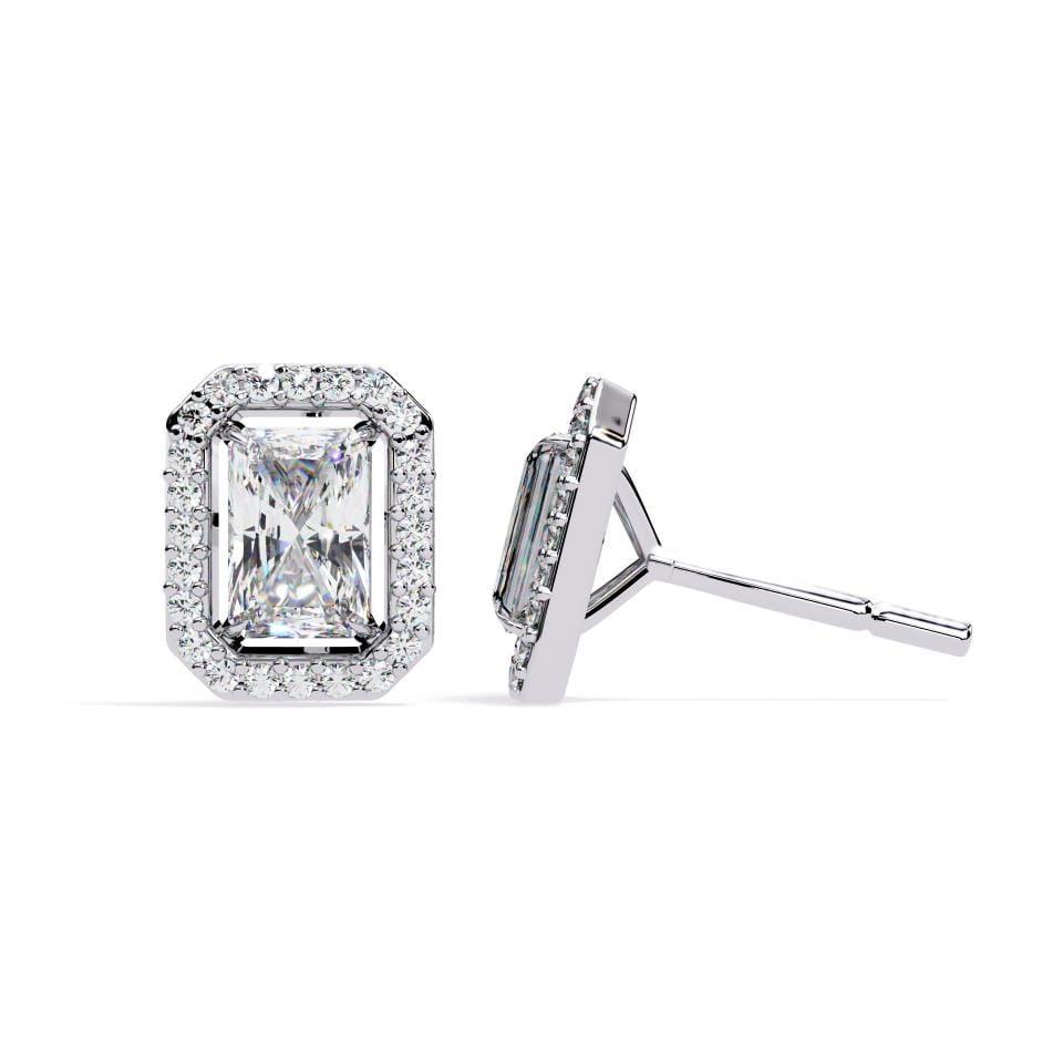Radiant Halo Style Stud Earrings - Image 3