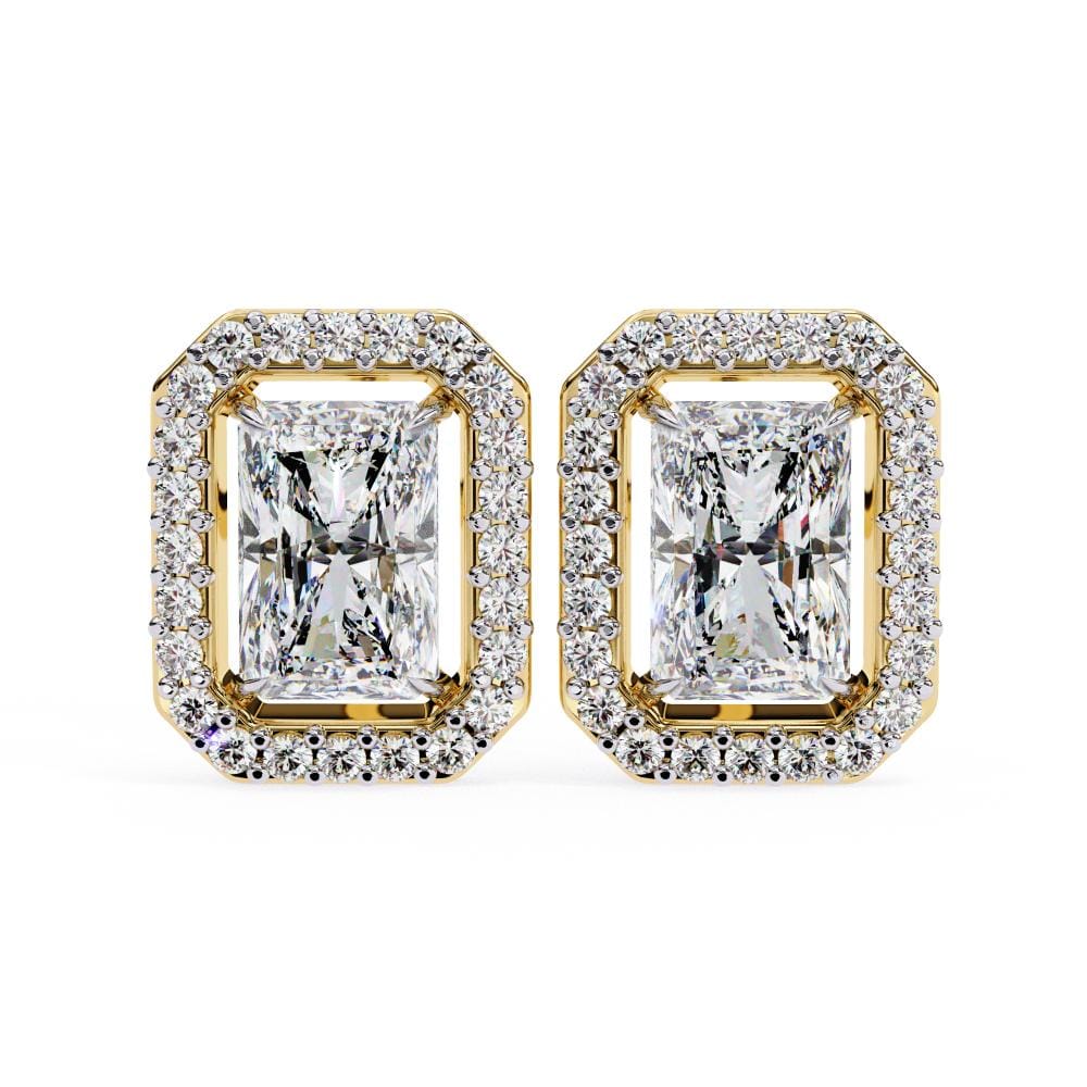 Radiant Halo Style Stud Earrings - Image 5