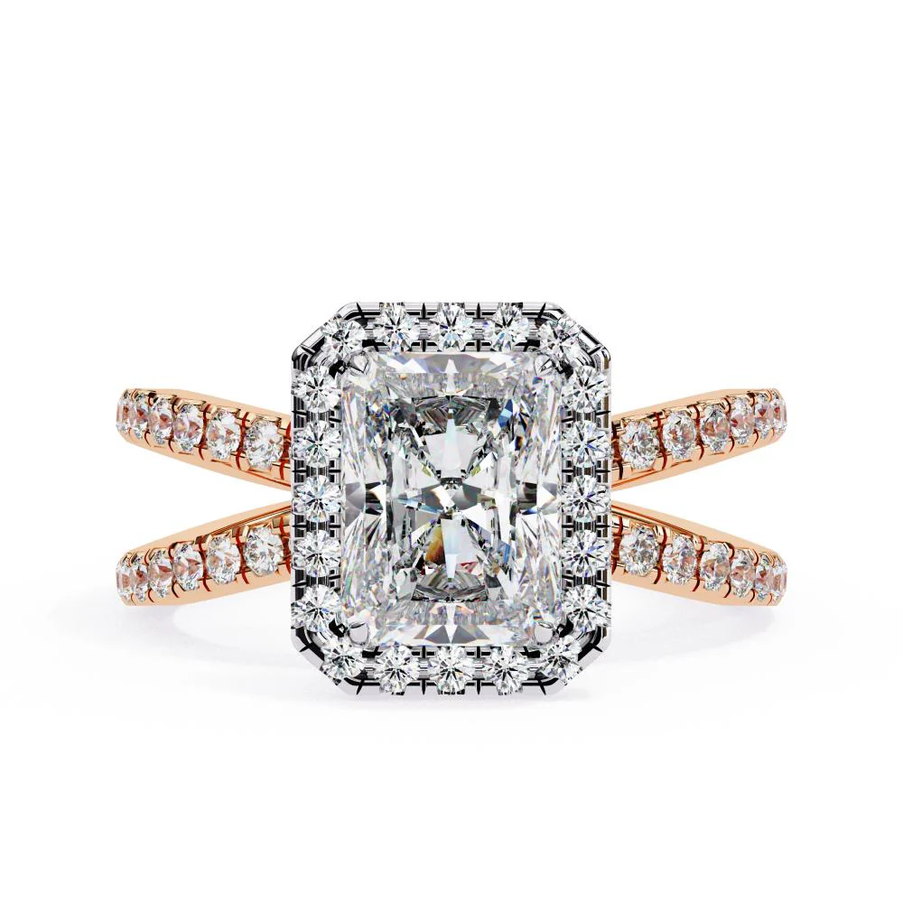 Radiant Halo With Split Shank Engagement Ring - Image 2