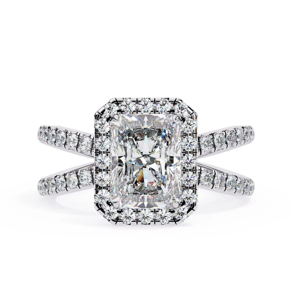 Radiant Halo With Split Shank Engagement Ring - Image 3