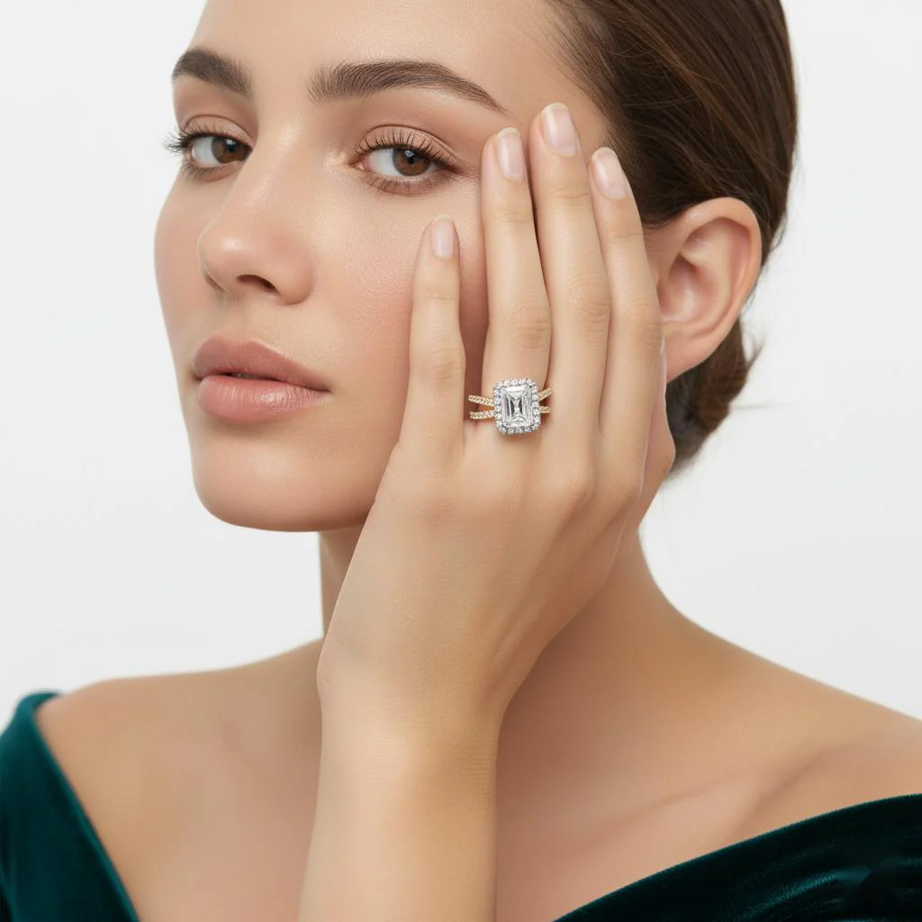 Radiant Halo With Split Shank Engagement Ring - Image 4