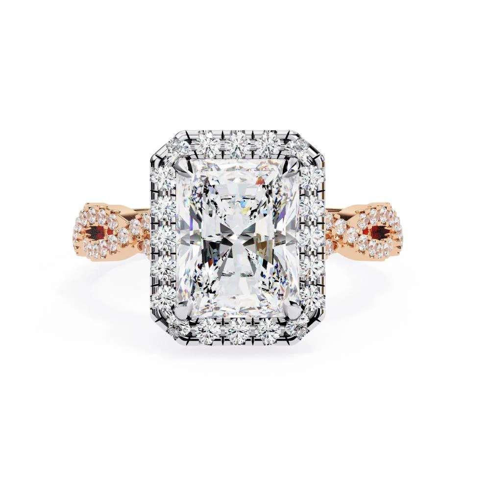 Radiant Halo with Twisted Shank Engagement Ring - Image 2