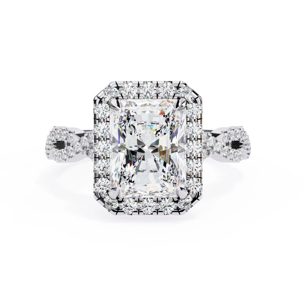 Radiant Halo with Twisted Shank Engagement Ring - Image 3
