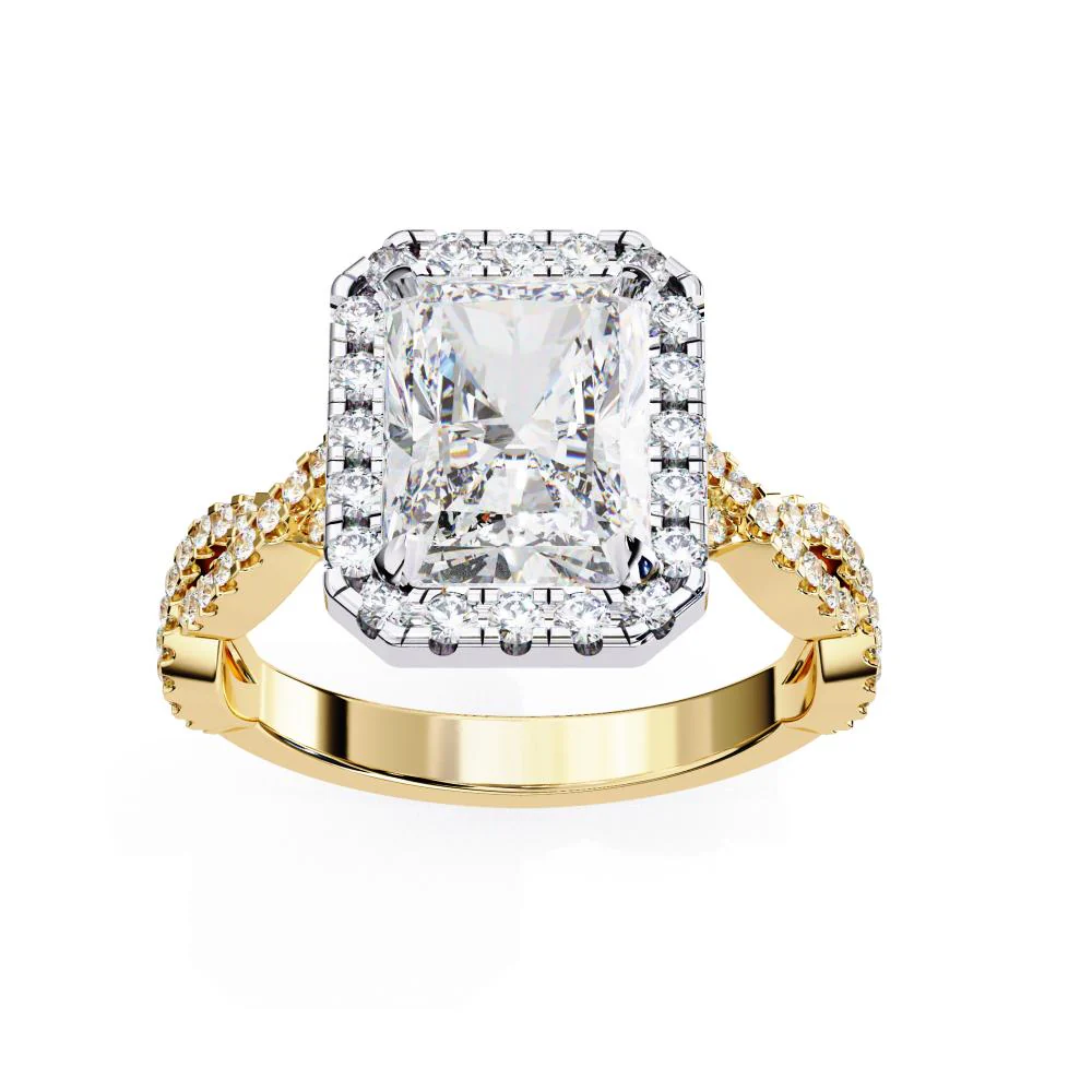 Radiant Halo with Twisted Shank Engagement Ring - Image 5