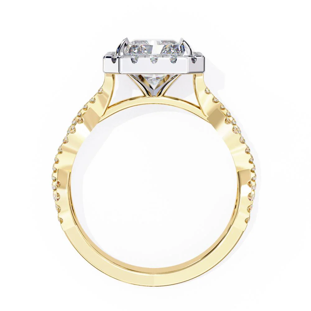 Radiant Halo with Twisted Shank Engagement Ring - Image 6