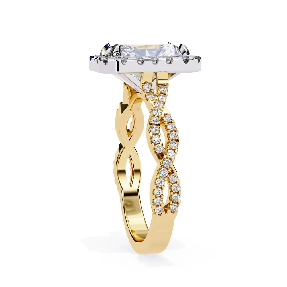 Radiant Halo with Twisted Shank Engagement Ring - Image 7