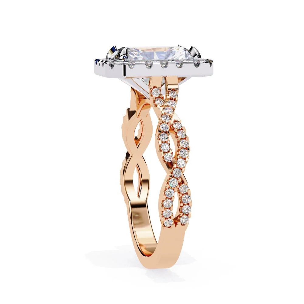 Radiant Halo with Twisted Shank Engagement Ring - Image 8
