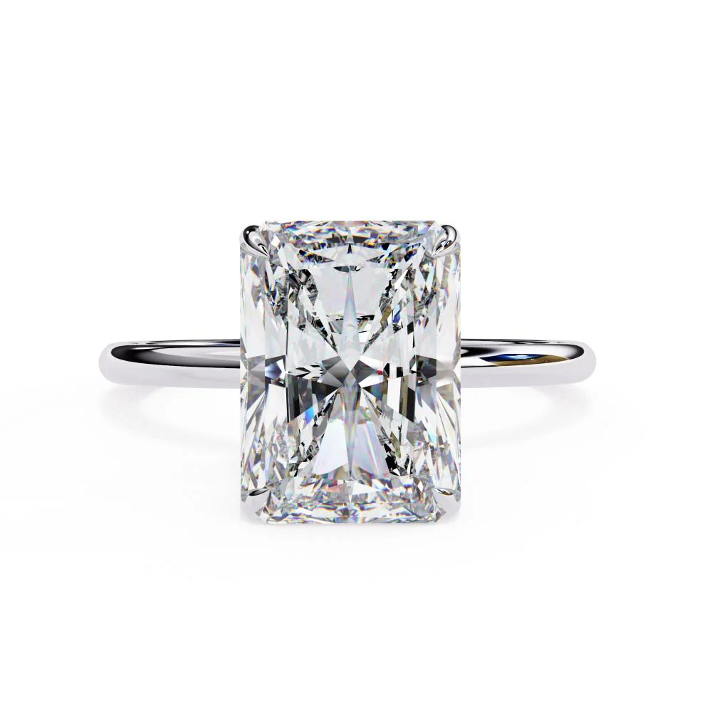 Radiant Solitaire with Hidden Halo Engagement ring - Image 3