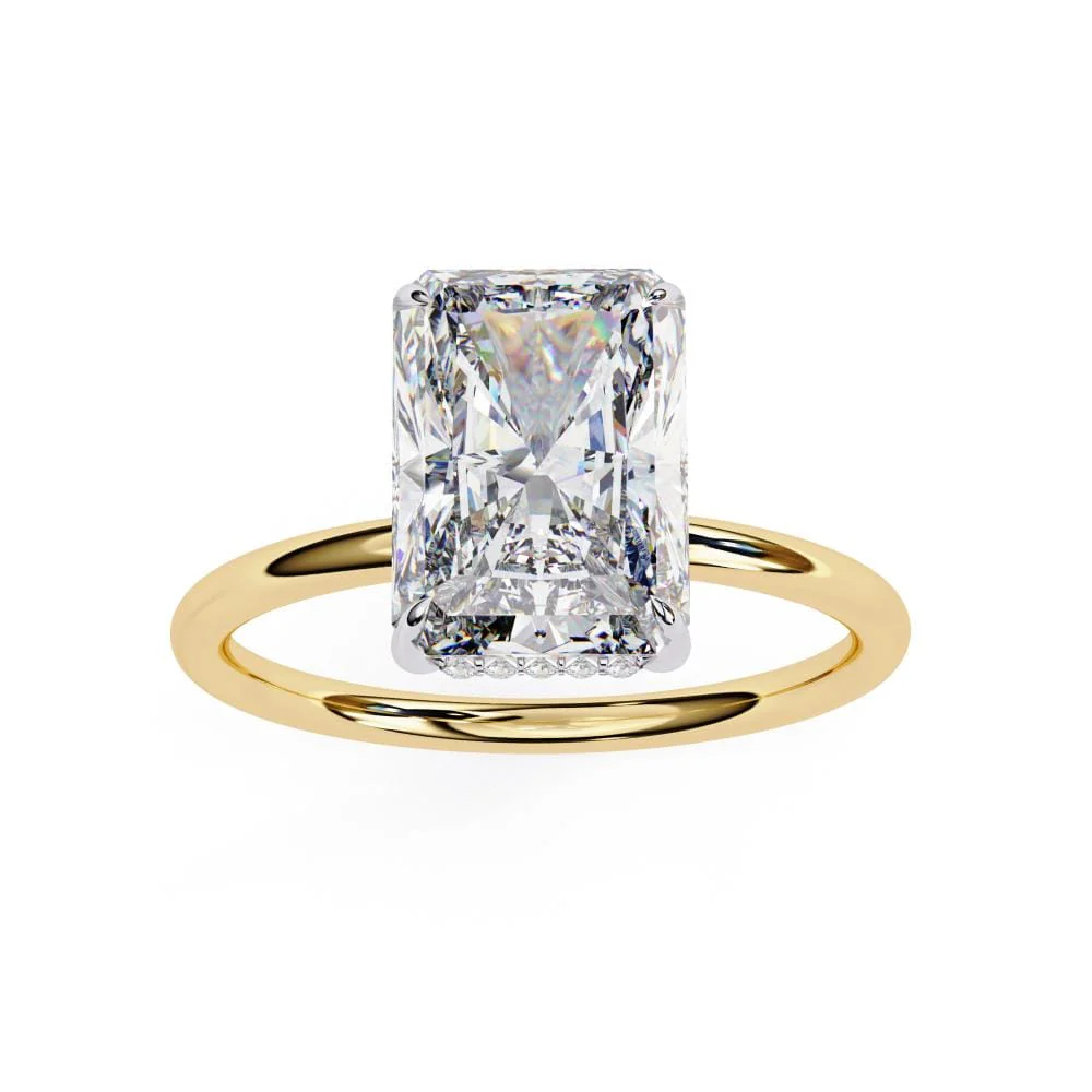Radiant Solitaire with Hidden Halo Engagement ring - Image 5