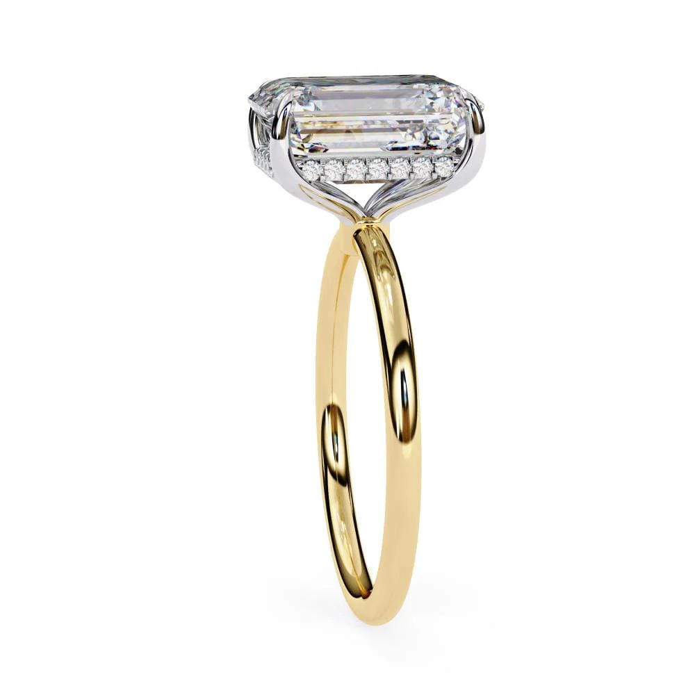 Radiant Solitaire with Hidden Halo Engagement ring - Image 7