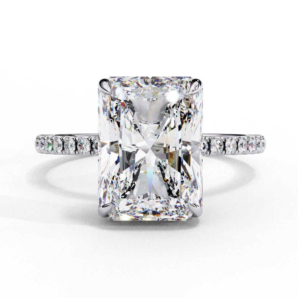 Radiant Hidden Halo With Pave Band Engagement Ring - Image 3