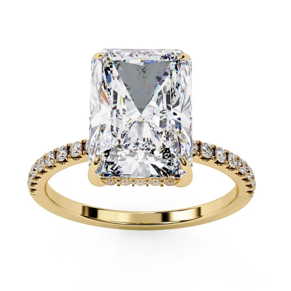 Radiant Hidden Halo With Pave Band Engagement Ring - Image 5