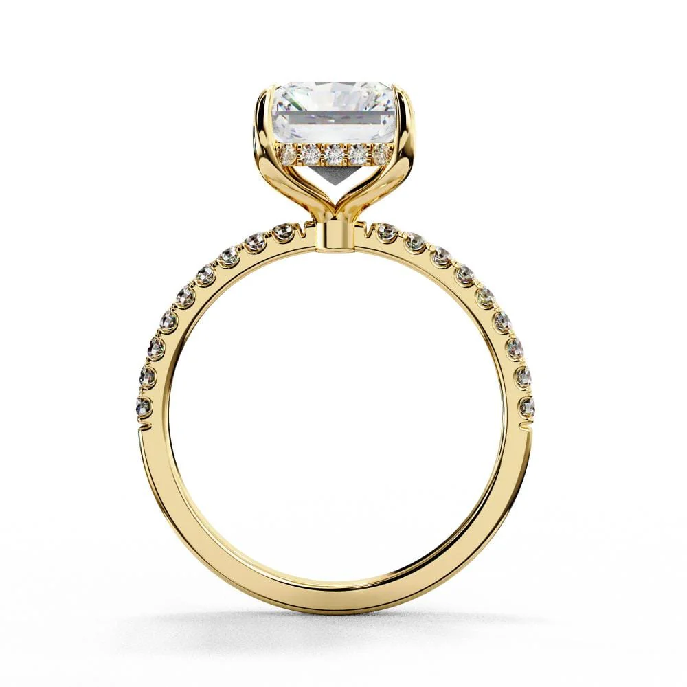 Radiant Hidden Halo With Pave Band Engagement Ring - Image 6