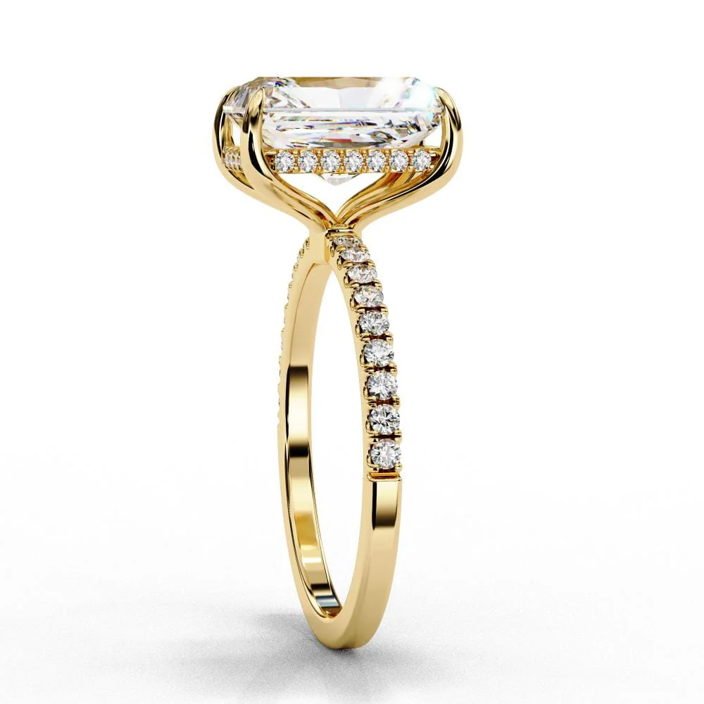 Radiant Hidden Halo With Pave Band Engagement Ring - Image 7