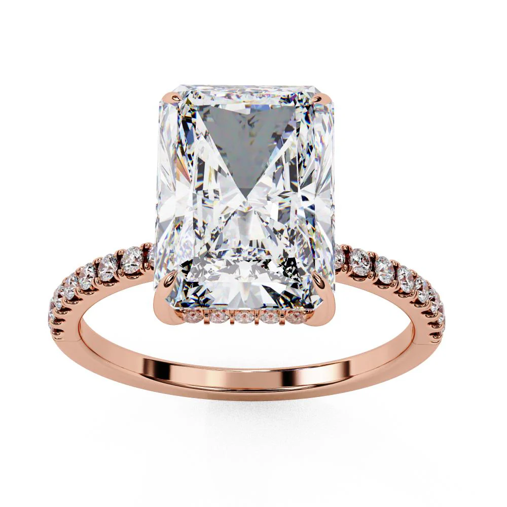 Radiant Hidden Halo With Pave Band Engagement Ring - Image 8