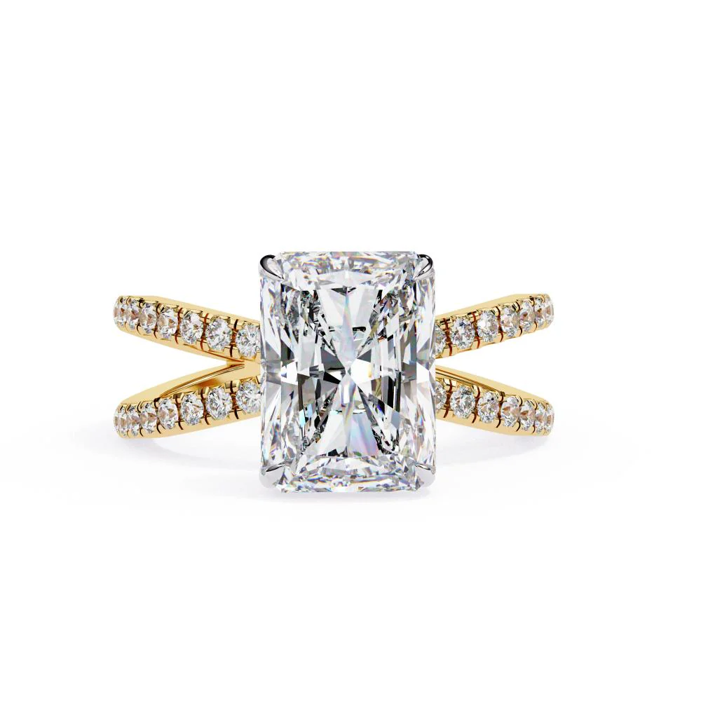 Radiant Hidden Halo With Split Shank Engagement Ring