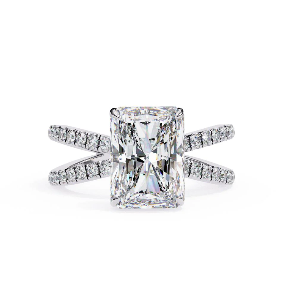 Radiant Hidden Halo With Split Shank Engagement Ring - Image 3