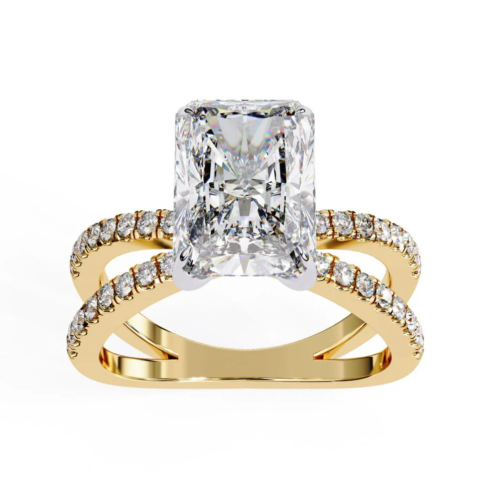 Radiant Hidden Halo With Split Shank Engagement Ring - Image 5
