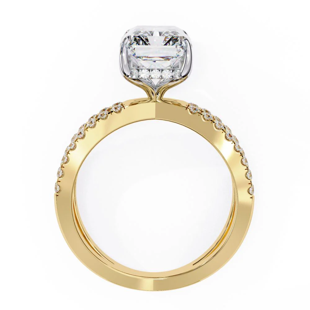 Radiant Hidden Halo With Split Shank Engagement Ring - Image 6