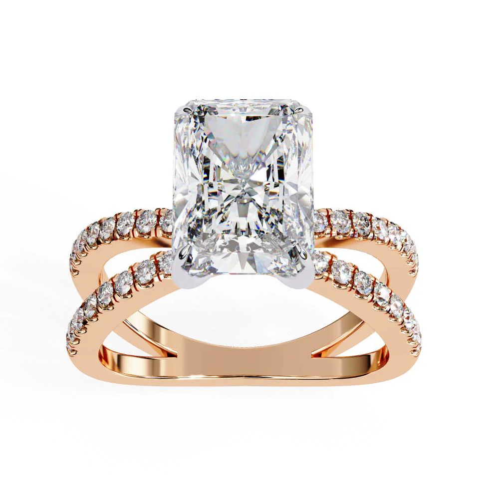 Radiant Hidden Halo With Split Shank Engagement Ring - Image 8