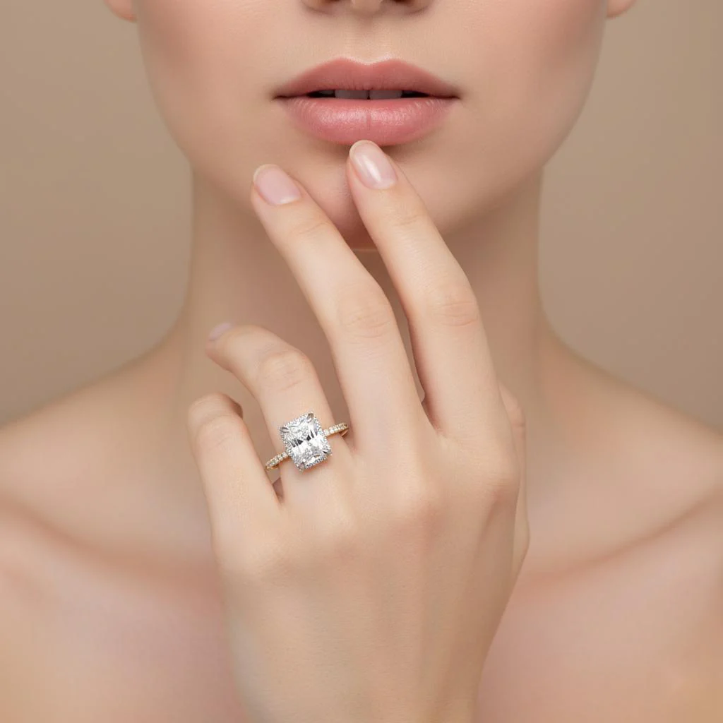 Radiant Modern Halo Engagement Ring - Image 4