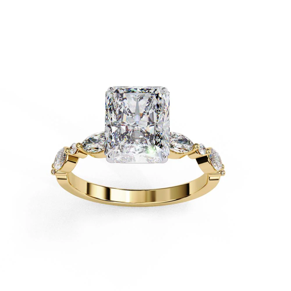 Radiant Solitaire With Accent Engagement Ring - Image 5