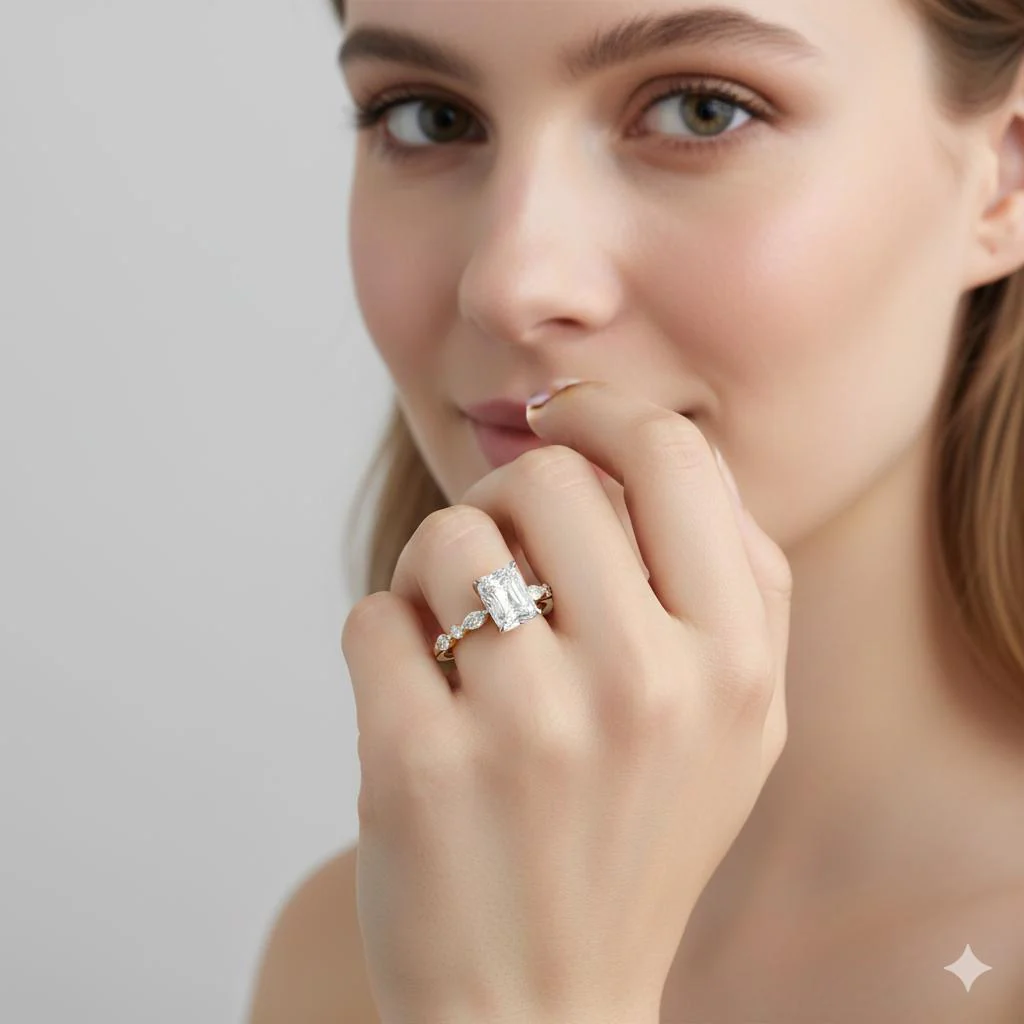 Radiant Solitaire with Full Eternity Engagement Ring - Image 4