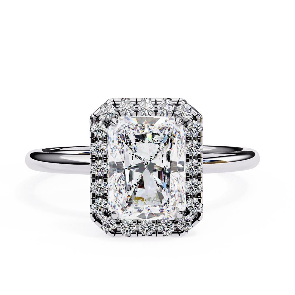 Radiant Solitaire with Halo Engagement ring - Image 3