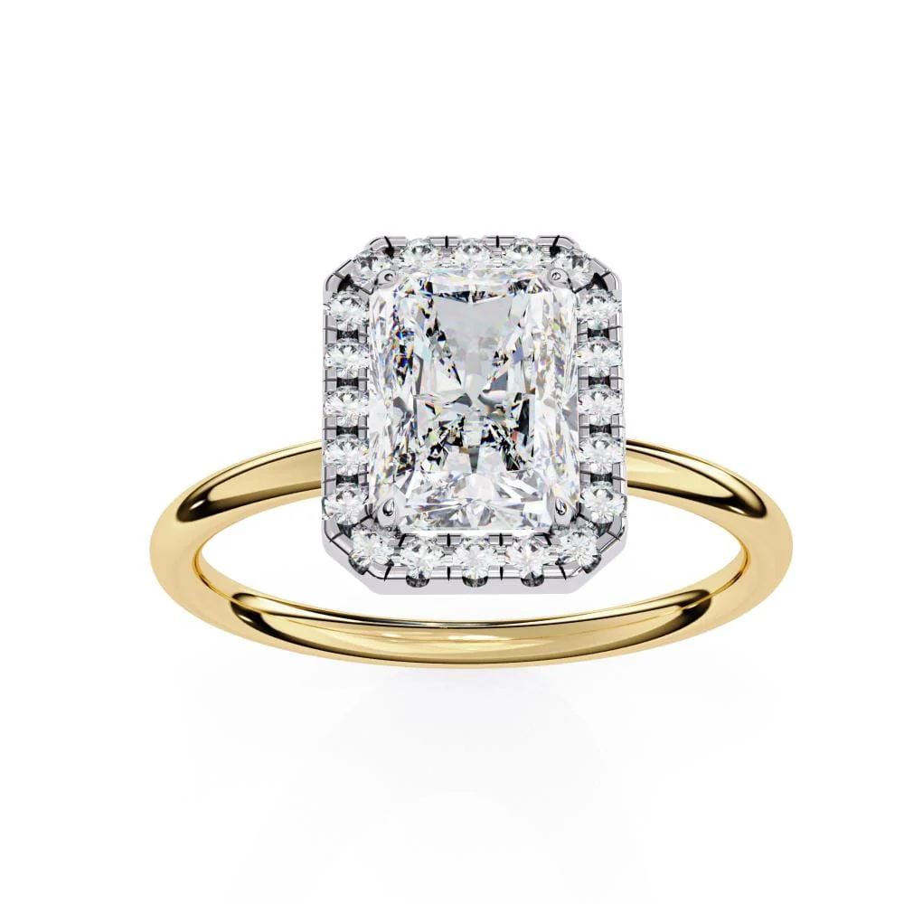 Radiant Solitaire with Halo Engagement ring - Image 5